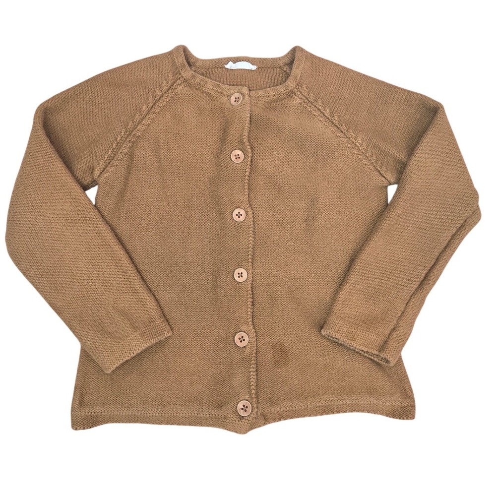 Jamie Kay 4Y Girl's Cardigan Camel Brown Sweater Long Sleeve Button 100% Cotton